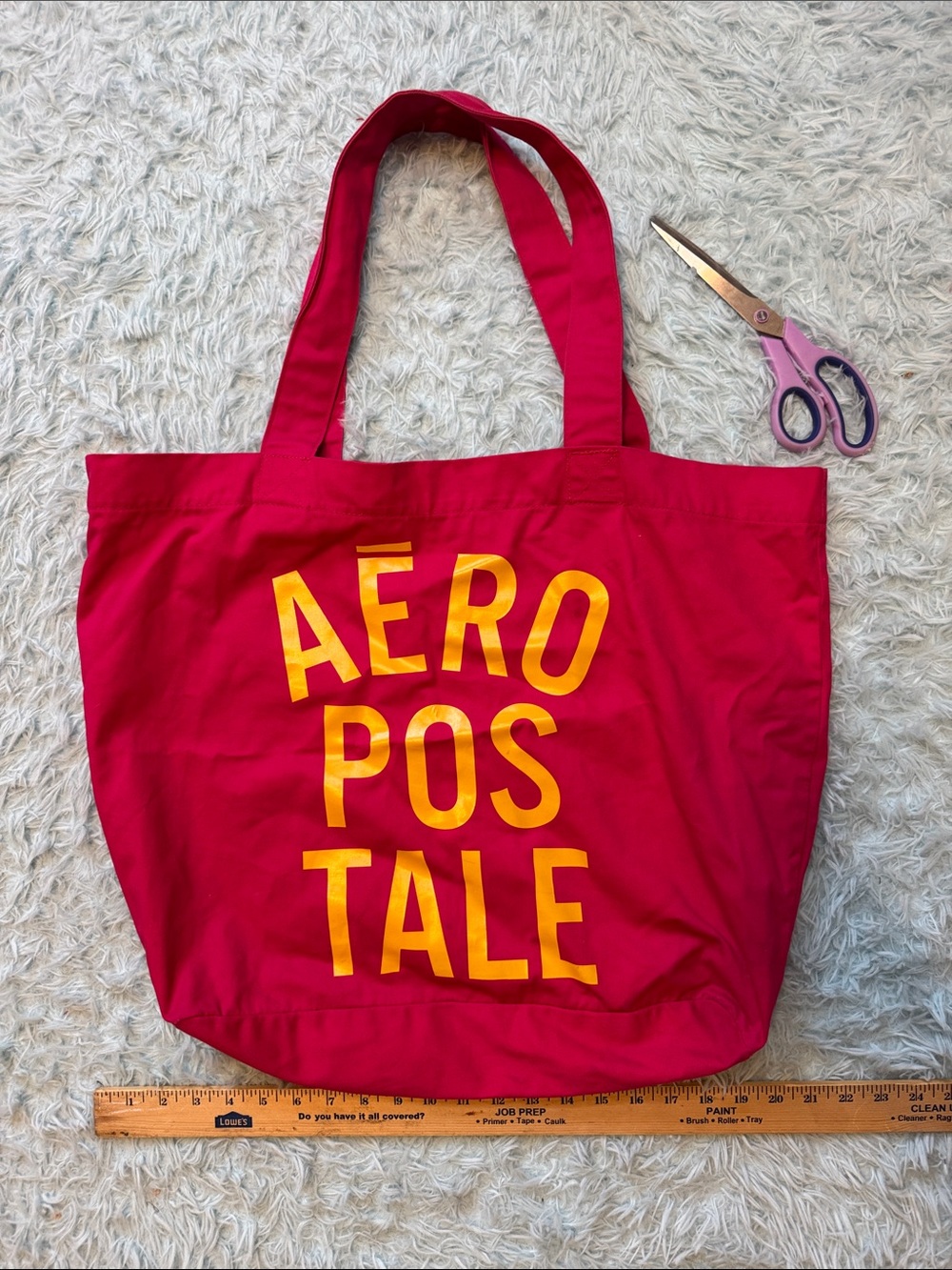 Aeropostale Bright Red Canvas Tote with Yellow Logo